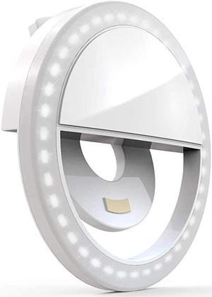 Clip on Selfie Ring Light Rechargeable Battery with 36 LED for Smart Phone Camera Round Shape White