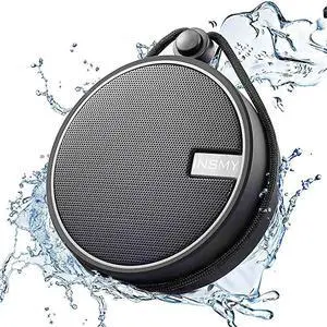 IPX7 Waterproof Shower Bluetooth Speaker Portable Wireless Outdoor Speaker with HD Sound Support TF Card Suction Cup for Home Pool Beach Boating Hiking 12H Playtime Black
