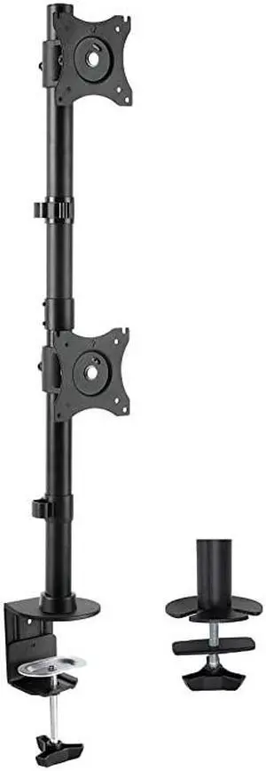 Dual Computer Monitor Desk Mount Stand Vertical Array for 2 Screens up to 27 inches STANDV002R