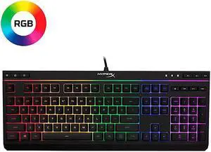 Alloy Core RGB Membrane Gaming Keyboard Comfortable Quiet Silent Keys with RGB LED Lighting Effects Spill Resistant Dedicated Media Keys Compatible with Windows 108187 Black