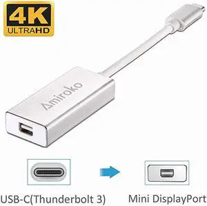 USBC to Mini DisplayPort Adapter USB 31 Type C Thunderbolt 3 to Mini DP Adapter 4K Compatible with Macbook Pro Lenovo T470 to LED Cinema Display Dell Monitor etc Silver
