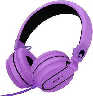 Stereo Adjustable Foldable Headphones Lightweight Headband Headsets with Microphone 35mm for Cellphones Smartphones iPhone Tablets Laptop Computer Mp34 DVD BlackPurple