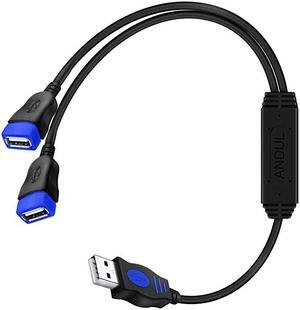USB Splitter,  USB 2.0 Y Splitter Charger Cable 1 Male to 2 Female Power Cord Extension Hub Adapter for Car / Laptop / LED Etc,Navy