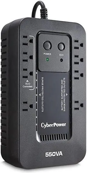 EC550G Ecologic Battery Backup & Surge Protector UPS System, 550VA/330W, 8 Outlets, ECO Mode, Compact Uninterruptible Power Supply