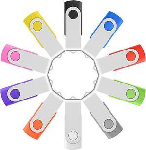 10 Pack 4GB USB20 Flash Drives Multicolor Bulk Pack Small Capacity Thumb Drives Swivel Zip Drive Jump Drive Memory Sticks with 12 White Labels for Marking
