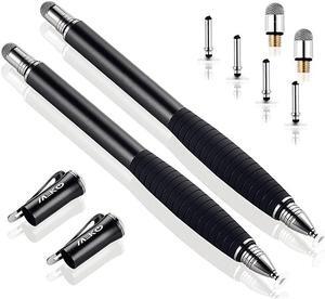 2nd Generation 2 in 1 Precision Series Disc Stylus Pen for iPhone iPad ProMiniAir Samsung Galaxy Note and All Touch Screen Devices Bundle with 6 Replacement TipsPack of 2BlackBlack