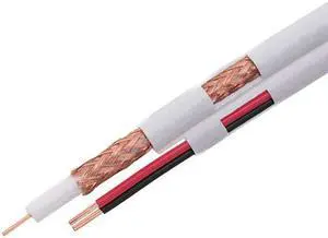 250FT White Bulk Siamese RG59U Cable 20AWG + 182AWG 95 Shielding CCTV Video Wire