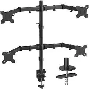 Quad Computer Monitor Mount Heavy Duty LCD Computer 4 Monitor Stand with Full Articulation Fits Four Screens up to 27 Inches Each Arm Holds up to 176lbs VESA 75x75100x100mm by