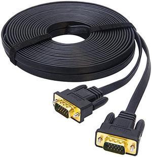 10m Ultra Thin Flat Computer Monitor VGA Cable Long 32 Feet Male to Male 15 Pin Connector Standard SVGA Wire Black