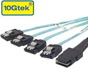 Internal Mini SAS 36pin SFF-8087 Male to 4X SATA 7pin Female Fan-Out Cable, 0.5-m (1.6ft)