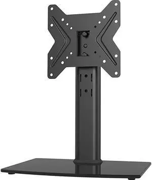 Swivel TV StandBase Table Top TV Stand for 19 to 39 inch TVs with 90 Degree Swivel 4 Level Height Adjustable Heavy Duty Tempered Glass Base Holds up to 99lbs HT02B001