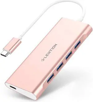 USB C Hub with 4 USB 30 Ports and Type C Charging Adapter Compatible 20202016 MacBook Pro 131516 New Mac Air New Surface Chromebook More CBC31 Rose Gold