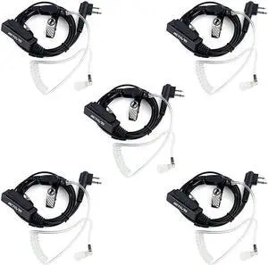 Walkie Talkie Earpiece with Mic 2 Pin Acoustic Tube Rugged Radio Headset for Motorola CP200 GP300 GP2000 CP110 CP040 Two Way Radio 5 Pack