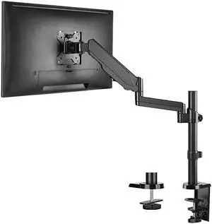 Premium Single LCD Monitor Desk Mount Fully Adjustable Gas Spring Stand for One Screen up to 32 inch 176lbs Weight Capacity GSDM001 Black