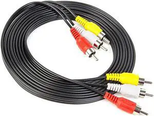 10FT RCA AudioVideo Composite Cable DVDVCRSAT YellowWhitered connectors 3 Male to 3 Male