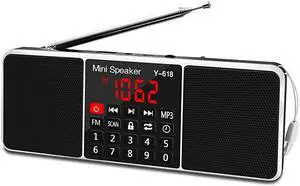 Multifunction Digital FM Radio Media Speaker MP3 Music Player Support TF Card USB Drive with LED Screen Display and Setting Timing Shutdown Function Black