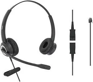RJ9 Corded Office HD Voice Headset for MITEL Nortel Meridian Polycom NEC ShoreTel Xblue IP Phones Noise Canceling Binaural