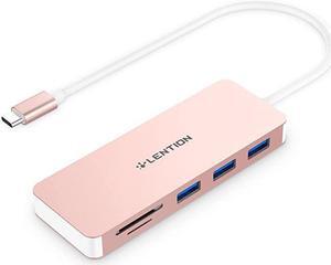 USB C Hub with 3 USB 30 and SDMicro SD Card Reader Compatible 20202016 MacBook Pro 131516 New Mac AiriPad ProSurface ChromeBook More MultiPort Type C Adapter CBC15 Rose Gold