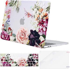 MacBook Pro 13 inch Case 2019 2018 2017 2016 Release A2159 A1989 A1706 A1708 Plastic Rose Leaves Hard Shell CaseKeyboard CoverScreen Protector Compatible with MacBook Pro 13 inchTransparent