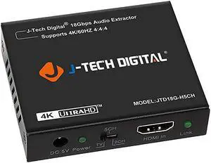 4K 60HZ HDMI Audio Extractor Converter SPDIF + 35MM Output Supports HDMI 20 18Gpbs Bandwidth HDCP 22 Dolby DigitalDTS Passthrough CEC HDR10 JTD18GH5CH