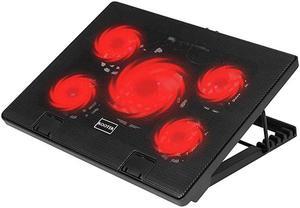 Laptop Cooling Pad 12quot17quot Cooler Pad Chill Mat 5 Quiet Fans LED Lights and 2 USB 20 Ports Adjustable Mounts Laptop Stand Height Angle
