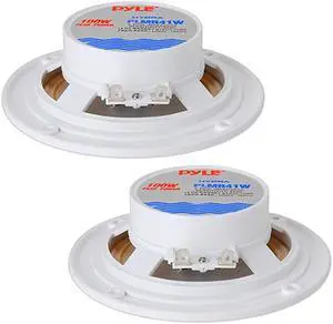 4 Inch Dual Marine Speakers Waterproof and Weather Resistant Outdoor Audio Stereo Sound System with Polyprone Cone Cloth Surround and Low Profile Design 1 Pair PLMR41W White