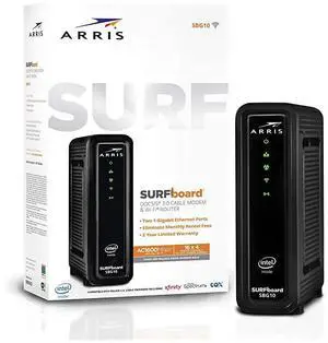 Surfboard 16x4 Docsis 30 Cable Modem Plus AC1600 Dual Band WiFi Router Certified for Xfinity Spectrum Cox More SBG10