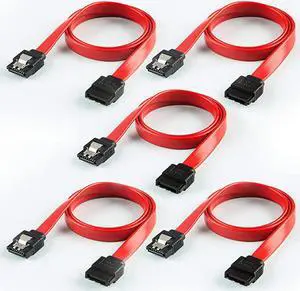 III Cable CableCreation 5Pack 8inch III 60 Gbps 7pin Female to Female Data Cable with Locking Latch Red