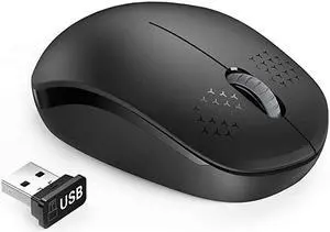 Wireless Mouse, 2.4G Noiseless Mouse with USB Receiver -  Portable Computer Mice for PC, Tablet, Laptop, Notebook - Rose Gold&Black