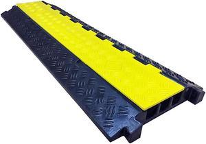 Low Profile 3 Channel Cable Protector Rubber Ramp Black BaseYellow Lid