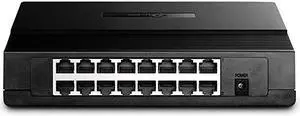 16 Port 10100Mbps Fast Ethernet Switch | Desktop or WallMounting | Plastic Case Ethernet Splitter | Unshielded Network Switch | Plug and Play | Fanless Quiet | Unmanaged TLSF1016D