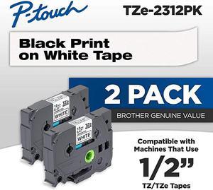 Genuine Ptouch TZE2312PK 12 047 Standard Laminated PTouch Tape Black on White Laminated for Indoor or Outdoor Use Water Resistant 262 Feet 8M 2Pack