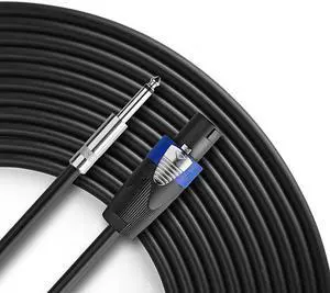 Pro 50 Feet Speakon to 14 Speaker Cable 50 ft 12 Gauge Speakon to 14 Male Inch Audio Amplifier Connection Heavy Duty Cord Single