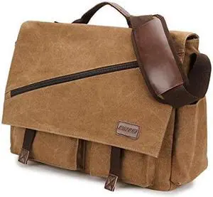 Canvas Messenger Bag17 Inch Mens Satchel Water Resistant Laptop Briefcase Canvas Vintage Shoulder Crossbody Bag for Men by