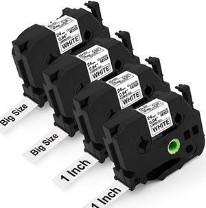 Compatible Label Tape Replacement for Brother 24mm Label Tape 1 Inch TZE251 TZ251 PTouch Black on White Standard Laminated for Label Maker PTD600 PTD600VP PTP750W PT2340 PT2730 4 Pack
