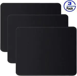 3 Pack Standard Mouse Pad with Stitched Edges Comfortable Mouse Mat Pad NonSlip Rubber Base Mousepad for All Types of Mouse Laptop Computer PC 103 x 83 inches Black