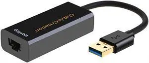 USB 30 Network Adapter  Gold Plated USB to RJ45 Gigabit Ethernet Adapter Supporting 101001000 Mbps Ethernet for Windows MacmacOS Black