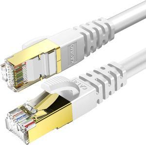 CAT 8 Ethernet Cable 6 FT, Cat8 Internet Cable 40Gbps with RJ45 Gold Plated Connector SFTP, High Speed Gaming LAN Patch Cable, Compatible with Cat5/Cat6/Cat7, White (White, 6FT 1 Pack)