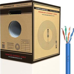 Mediabridge Pure Copper Cat6 Cable (250 Feet, Blue) - 10Gbps Ethernet, Solid, in-Wall Rated, w/Premium Snagless Pull-Out Box - (Part# C6-250-BLUE)
