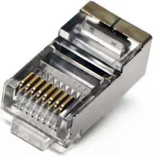 Tupavco TP806 Shielded RJ45 CAT5 CAT5E Crimp Connector (100 Pack Bag) 8P8C STP Ethernet Network Cable Plug Crimp Jack...