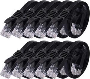 Cat 6 Ethernet Cable 1.5ft (10 Pack) (at a Cat5e Price but Higher Bandwidth) Cat6 Flat Internet Network Cable - Ethernet Patch Cables Short - Black Computer LAN Cable with Snagless RJ45 Connectors