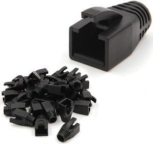VCE 30-Pack Cat6A/Cat7 Ethernet RJ45 Boots Strain Relief Boots Cable Cap Connector Plug Cover Soft Plastic -Black