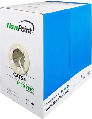NavePoint Cat5e (CCA), 1000ft, White, Solid Bulk Ethernet Cable, 24AWG 4 Pair, Unshielded Twisted Pair (UTP) NavePoint Cat5e (CCA), 1000ft, White, Solid Bulk Ethernet Cable, 24AWG 4 Pair, Unshielded Twisted Pair (UTP)