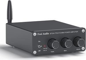 BT20A Bluetooth 5.0 Stereo Audio 2 Channel Amplifier Receiver Mini Hi-Fi Class D Integrated Amp 2.0 CH for Home Speakers 100W x 2 with Bass and Treble Control TPA3116 (with Power Supply)