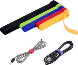 60 Pcs Reusable Fastening Cable Ties with Hook and Loop Multi-Purpose Cable Straps Wire Ties Cable Management Adjustable Cord organizer Ties for Computer/TV/Electronics 3 Sizes and 5 Colors