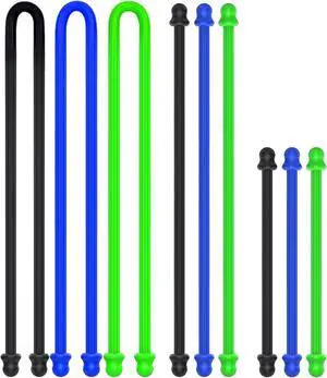 9Pcs 4in 6in 12in Silicone Cable Tie Cord Organizer for Bundling Earphone Computer Cords Reusable Straps for Home Office Kitchen (3 Sizes and 3 Colors)