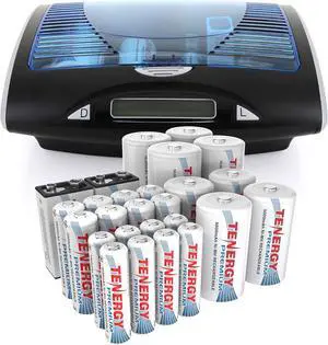T9688 LCD AA/AAA/C/D/9V NiMH/NiCd Battery Charger + Premium 26-Cell NiMH Rechargeable Battery 8AA/8AAA/4C/4D/2 9V Batteries