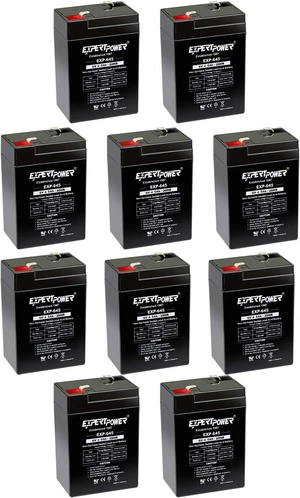 ExpertPower EXP645 (10 Pack) - 6V 4.5Ah / 20HR SLA Rechargeable 6V Battery for Ride on Toys, Emergency Light, Exit Sign Battery Replacement, Sealed Lead Acid 6 Volt Batteries with F1 Terminals ExpertPower EXP645 (10 Pack) - 6V 4.5Ah / 20HR SLA Rechargeable 6V Battery for Ride on Toys, Emergency Light, Exit Sign Battery Replacement, Sealed Lead Acid 6 Volt Batteries with F1 Terminals