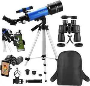 Travel Telescope with Backpack - 70mm Refractor Telescope & 10X50 HD Binoculars Bak4 Prism FMC Lens for Moon Viewing Bird Watching Sightseeing Travel Telescope with Backpack - 70mm Refractor Telescope & 10X50 HD Binoculars Bak4 Prism FMC Lens for Moon Viewing Bird Watching Sightseeing