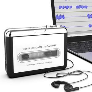 Cassette Player-Cassette Tape To MP3 CD Converter Via USB Portable Cassette Tape Converter Captures MP3 Audio Music Convert Walkman Tape Cassette To MP3 Format Compatible with Laptops Mac and Personal